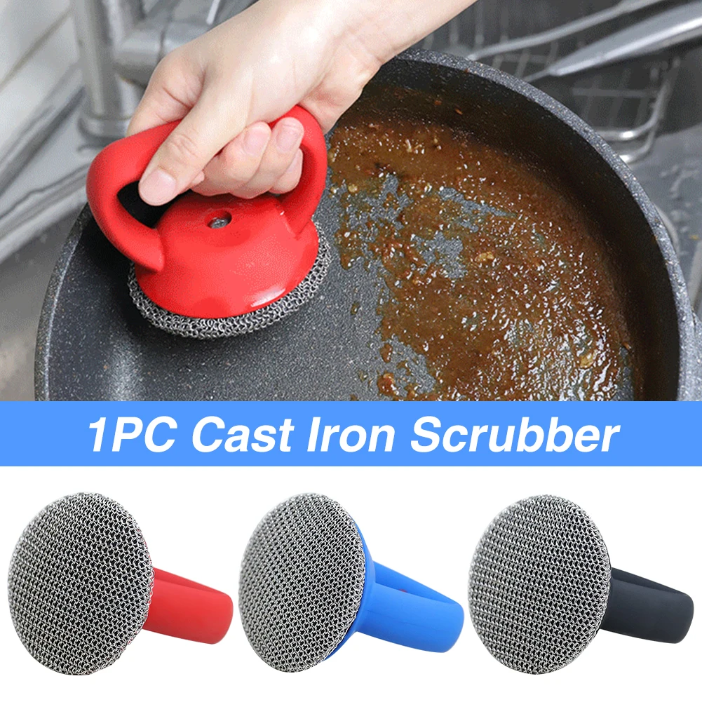 

Cookware Cleaning Brush Non Scratch Cast Iron Scrubber Frying Pans With Handle