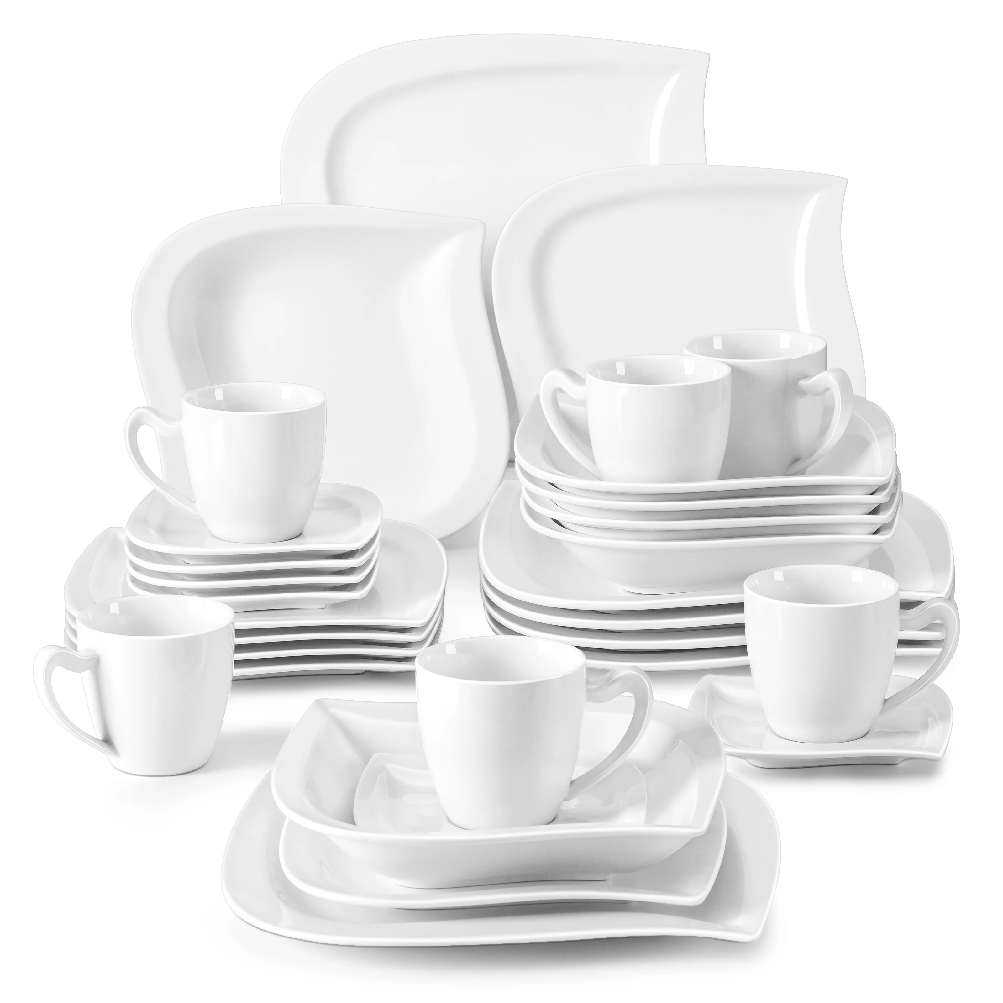 With Cups Saucers Dessert Soup Dinner Plates Tableware Servi