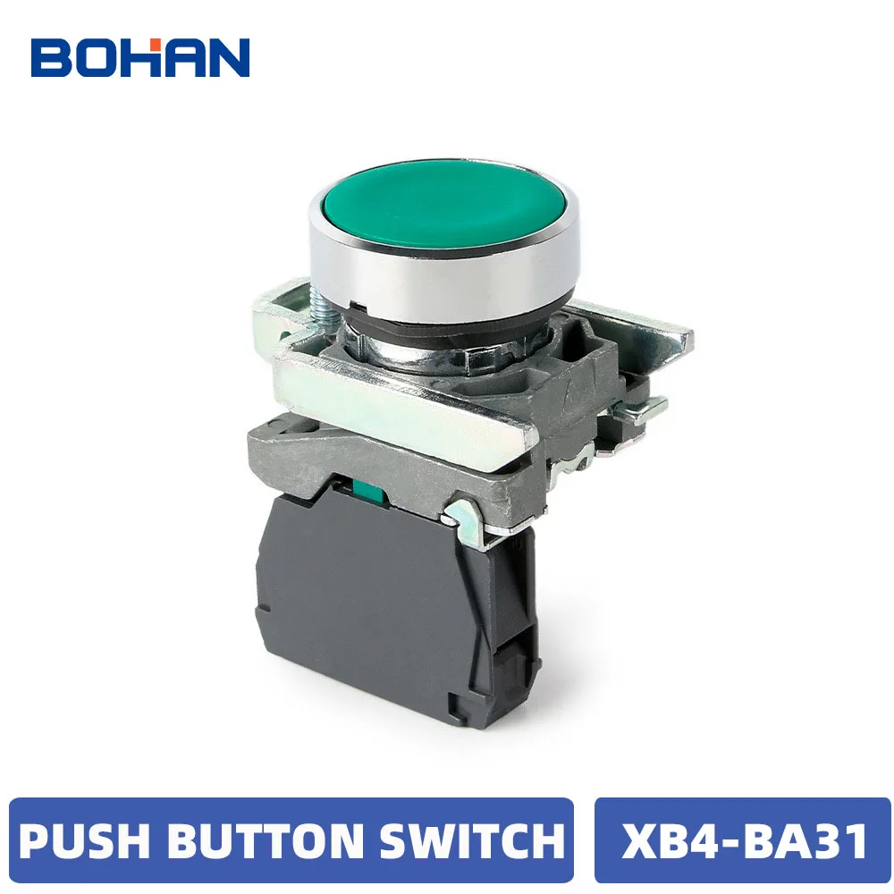

XB4 Series XB4-BA31 BA42 1NO 1NC Elevator Stop Switch Push Buttons Switches Pilot Lights For Control And Signaling Units Metal