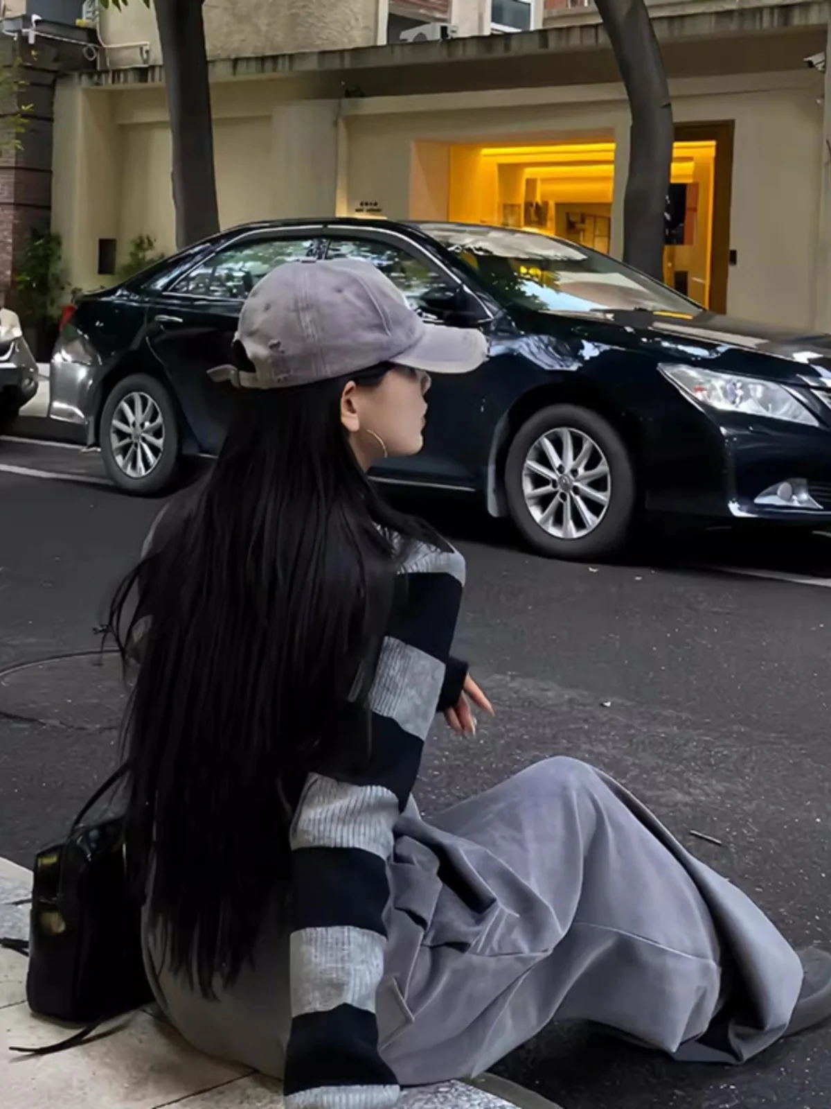 V-neck Contrast Color Stripe Long sleeve Knitted Bottoming Shirt Women Autumn and Winter Korean Series Wear Slim fit Crop Swe... |