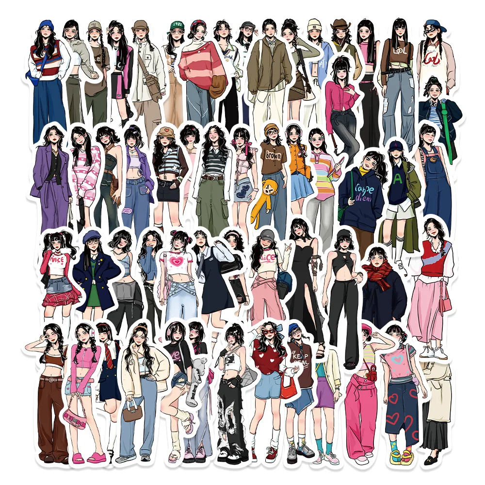 

65pcs/Pack Fashion Girls Versatile Outfits Sticker for Scrapbooking Notebook Laptop Decoraction For Kids Stationery Supplies