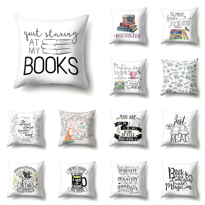 Чехол Для Подушки С Рисунком Книги Из Полиэстера Литературное Украшение