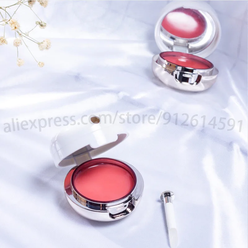 

Белый пластиковый контейнер для губной помады, чехол с кисточкой для губ, зеркало, круглый пустой милый косметический контейнер для маски д...