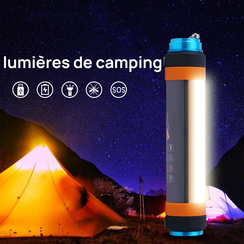 USB Rechargeable IP68 Waterproof LED Camp Light Emergency Camp Portable Lantern Flashlight Multi-Functional Magnetic Lamp