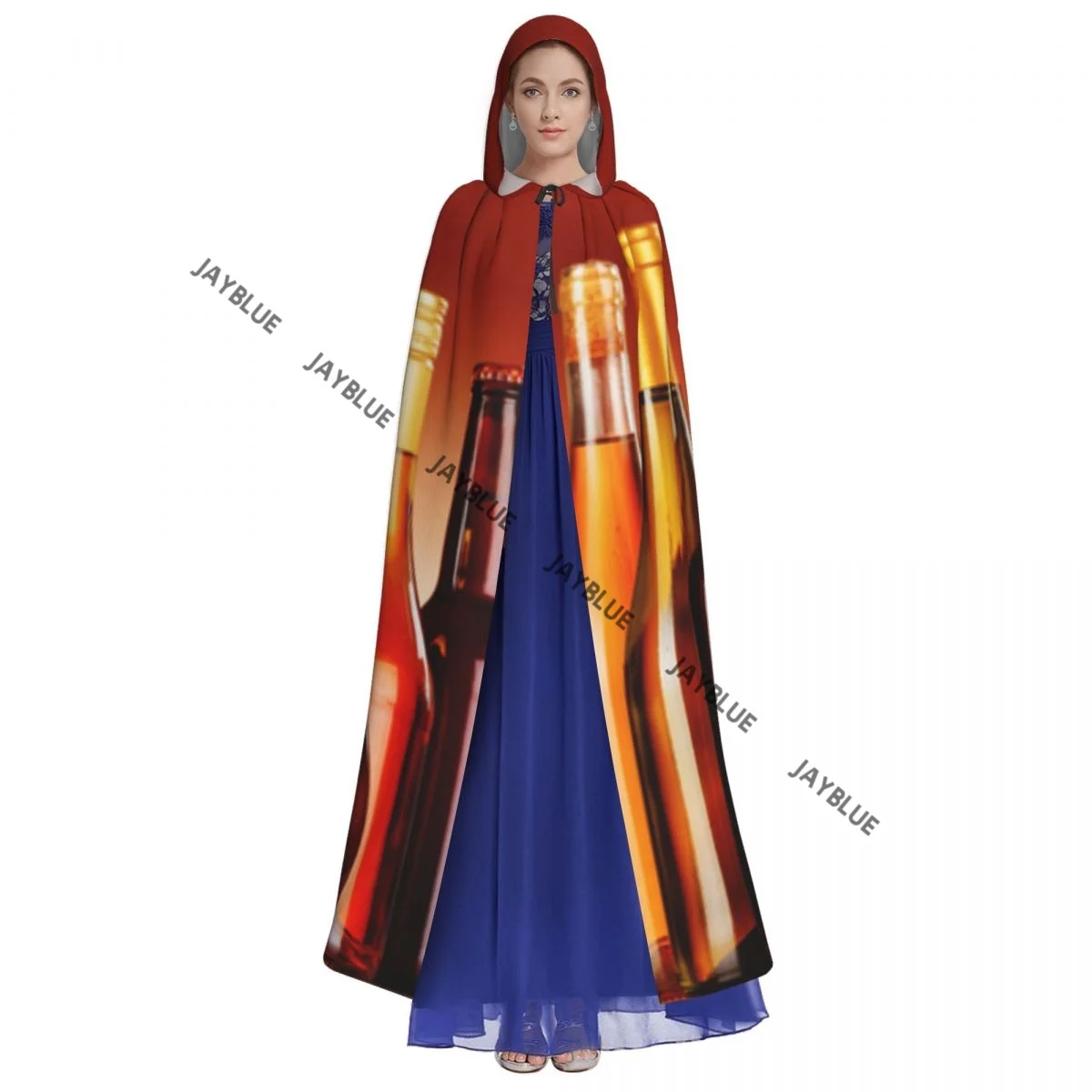 Длинная накидка-плащ Бутылки разных алкогольных напитков Пиво и вино Плащ с