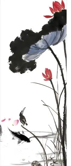 Декоративный постер на холсте MT4001 в китайском стиле с изображением лотоса и