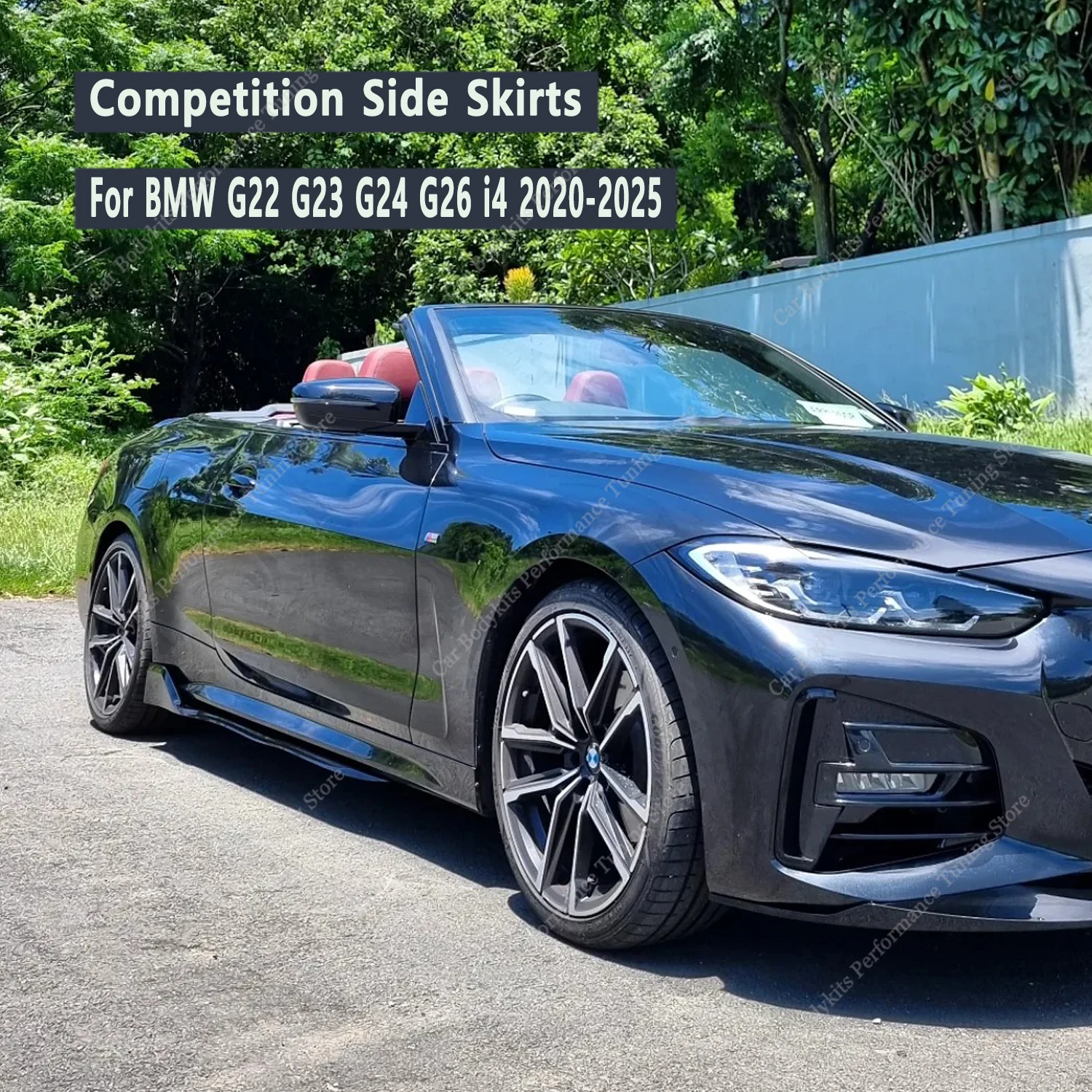 Фото Для BMW G22 G23 G24 G26 1 пара глянцевых черных боковых юбок в стиле соревнований 420i 420d 430i 430d M440i M440d i4 M50 2021-2025 Тюнинг №2