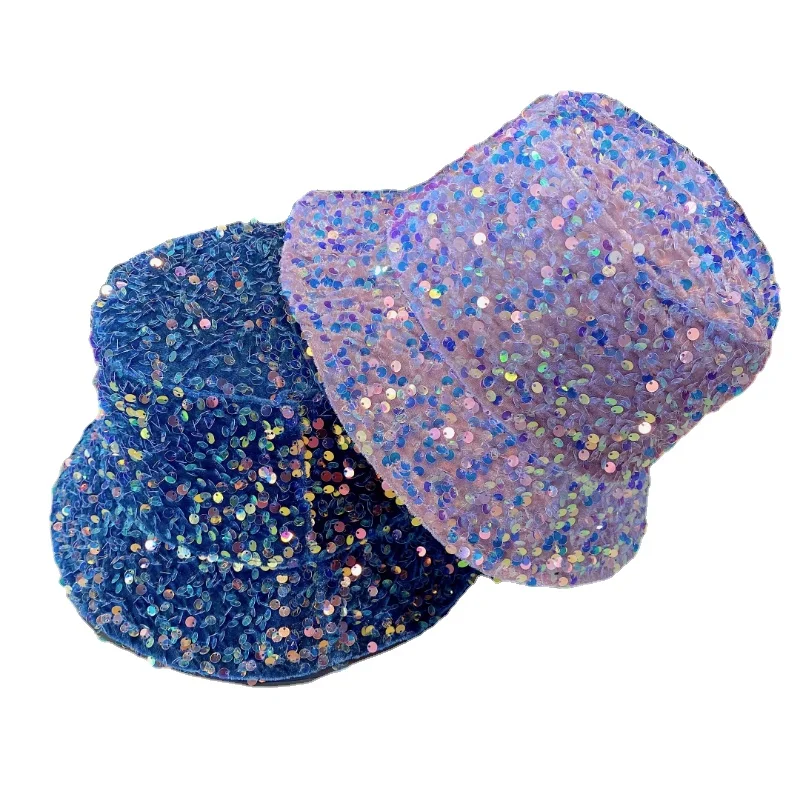 

Women's Summer Shade Fisherman's Hat Female All-match Glitzy Sequin Hat Fashion Personality Top Hat Tide Panama Women's Hat