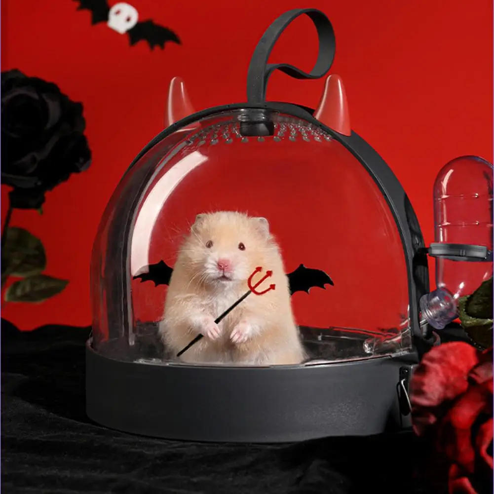 

[ New Arrivals ] Hamster Portable Transparent Cage With Silicone Handle 180 Degree Side Rotatable Travel Carrier For Golden Bear
