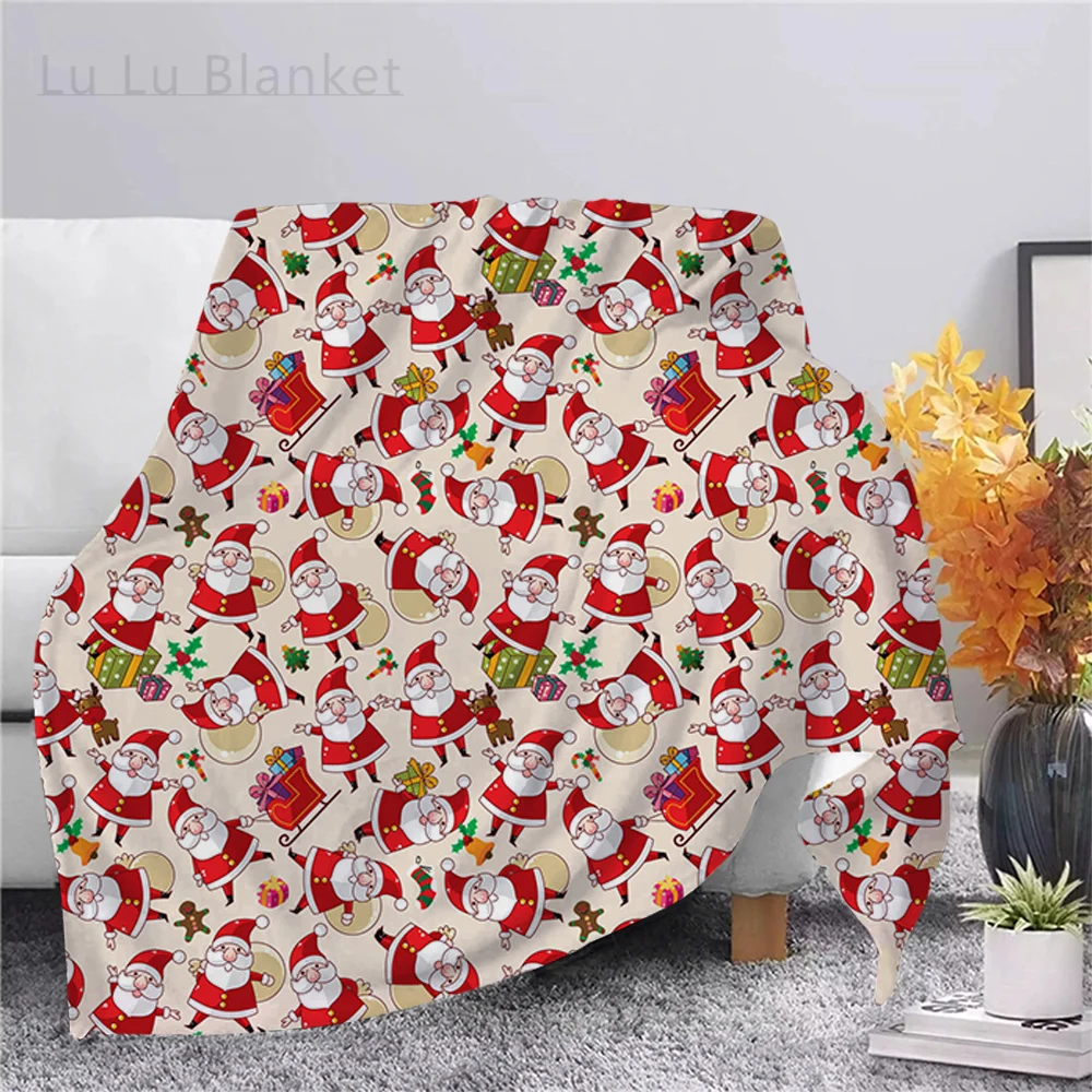 

Merry Christmas Santa Claus Flannel Blanket Print Hiking Picnic Blanket Office Nap Blanket Decorate Quilt Drop Shipping