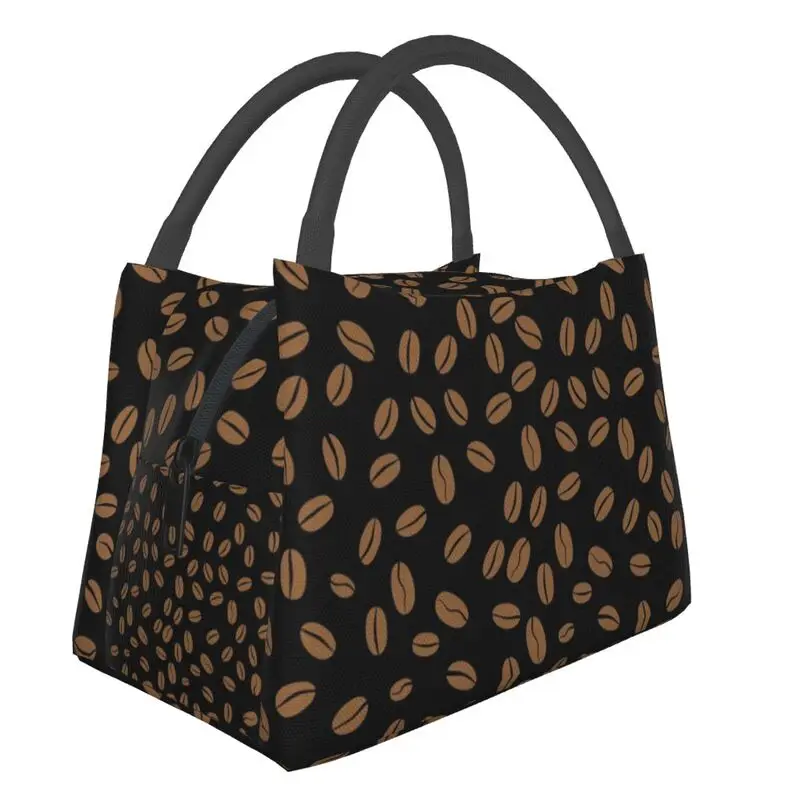 

Dark Coffee Bean Insulated Lunch Bags for Women Fashion Print Portable Thermal Cooler Bento Box Work Travel Bags 2022 Women