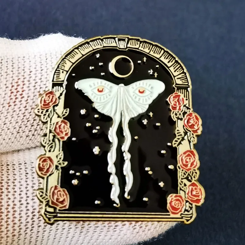 

Starry Luna Moth and Moon Flower Enamel Brooch Pin Brooches Lapel Pins Badge Denim Jacket Jewelry Accessories Fashion Gifts