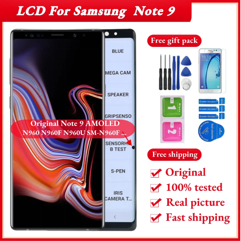 100%Original Note9 LCD Screen For Samsung Galaxy Note 9 Display With Frame 6.4