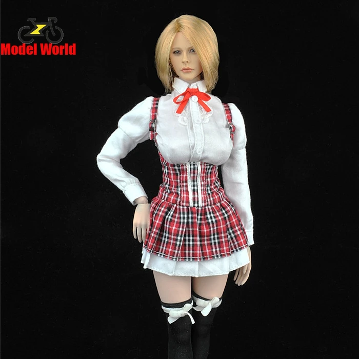 

ZYTOYS ZY5021 1/6 Scale Sexy Long Sleeve Big Bust Plaid Skirt Stockings Panties Clothes Set Model fit 12 inches Action Figure