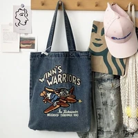 women leisure denim bag handbag bag womens high capacity shopping shoulder canvas bag student bag female shopper bag tote bag