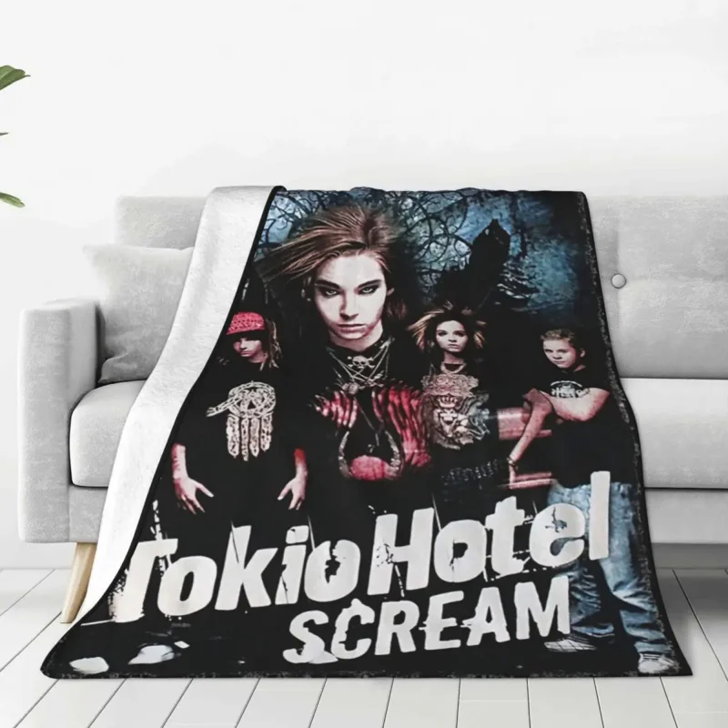 

Tokio Hotel Scream Blankets Coral Fleece Plush Metal Band Multi-function Warm Throw Blanket for Bedding Couch Plush Thin Quilt