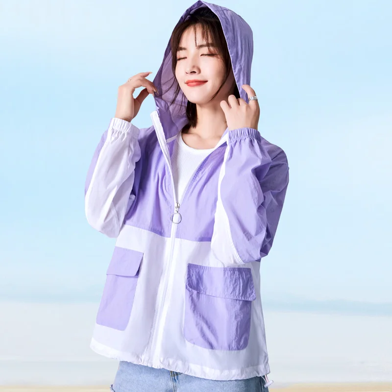 

Женская Солнцезащитная куртка с капюшоном, легкое Свободное пальто с защитой от УФ-лучей и длинными рукавами, весна-лето 2022