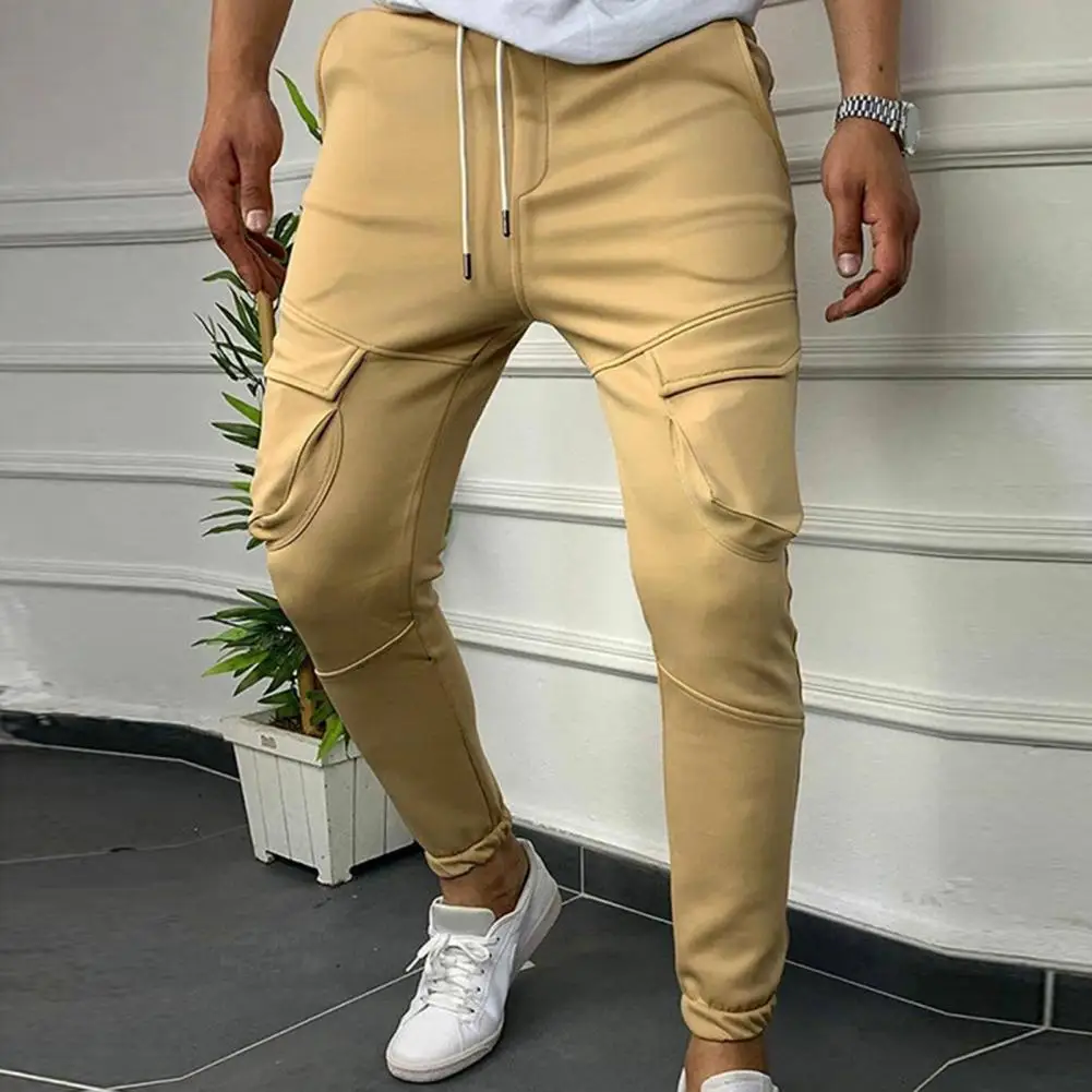 

Men Joggers Cargo Pants Breathable Elastic Men Trousers All-match Drawstring Pant Slim-fitting Workout Sport Trouser For Daily