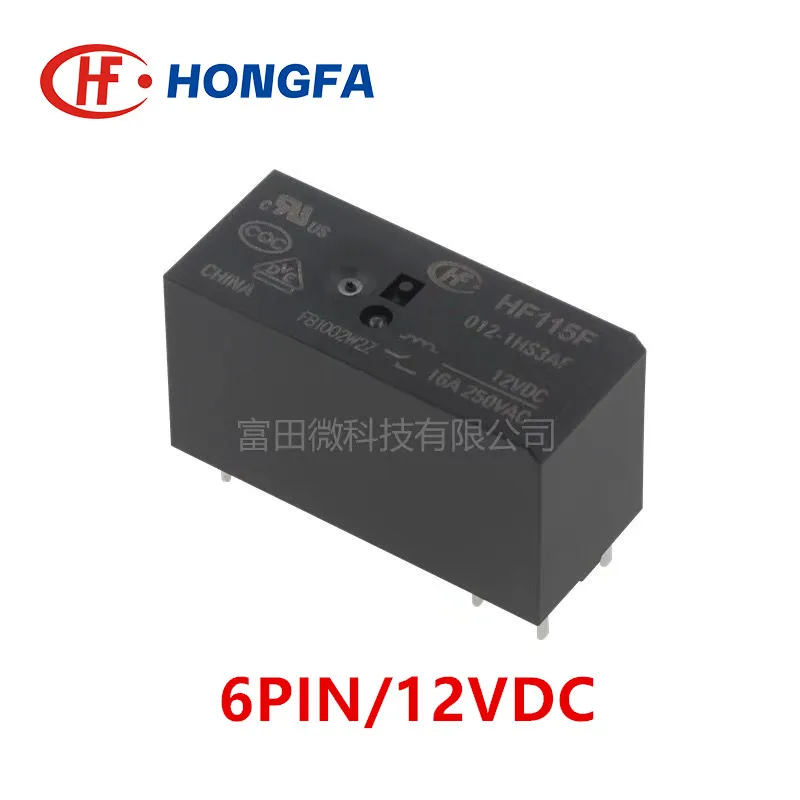 

Силовое реле HONGFA HF115F 6Pin 16A 5V 12V 24V