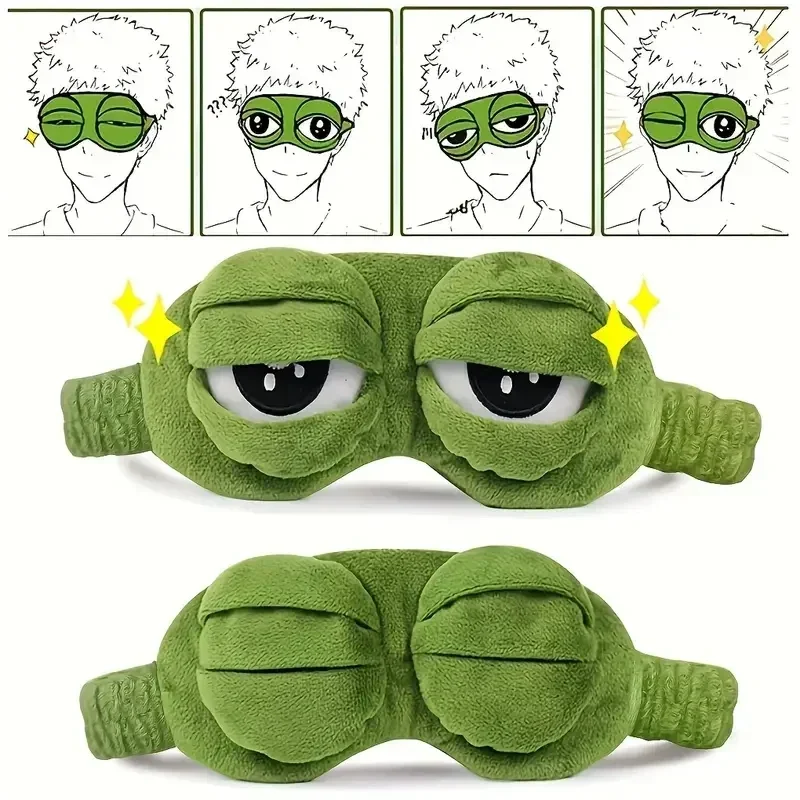 3D Sad Frog Sleep Eye Mask Мягкая комфортная маска для глаз Travel Block Patch Shade Rest Kid Adult