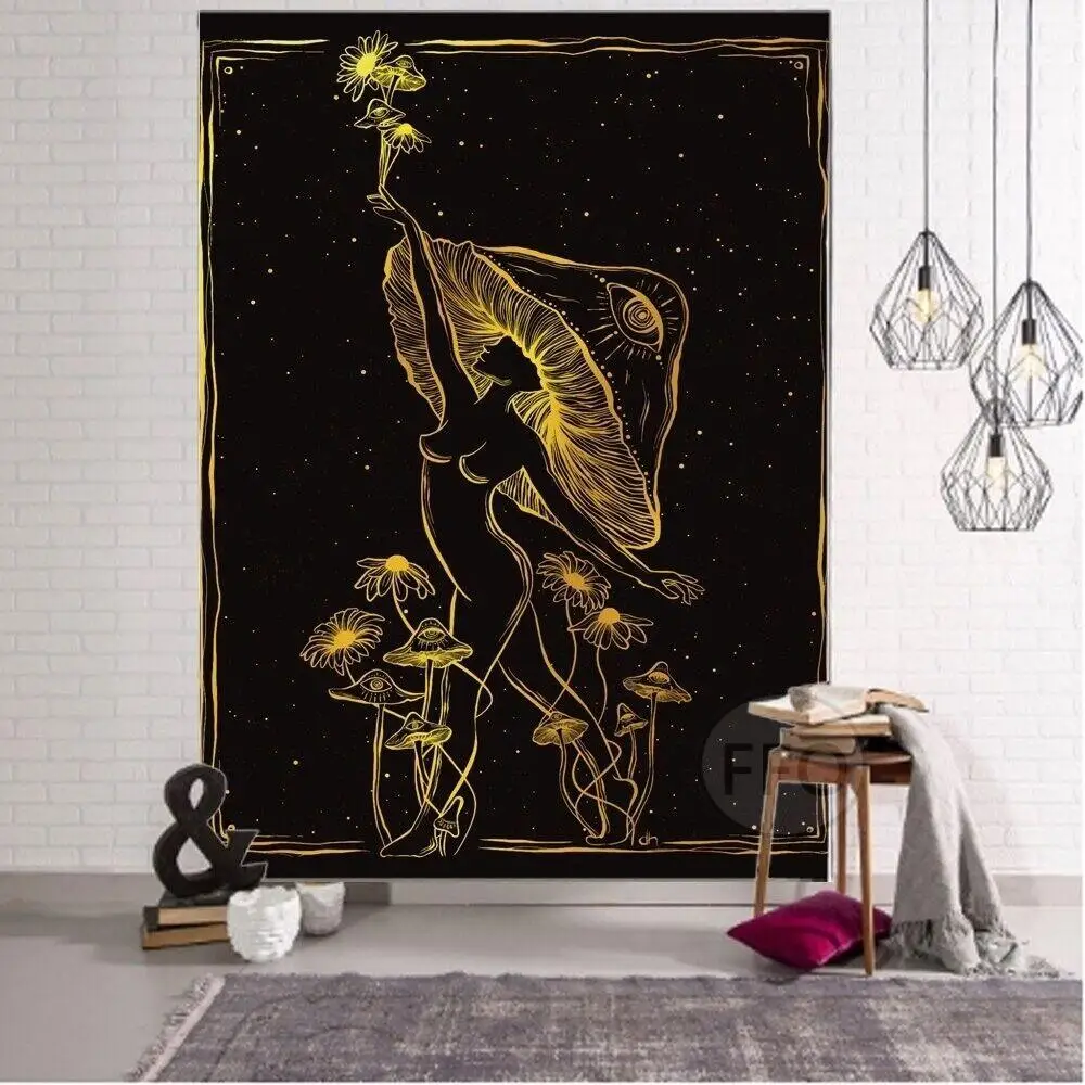 

Психоделический гриб гобелены для девочек настенный 60S 70s хиппи Witchcraft Таро гобелен эстетический декор комнаты гобелены ковры