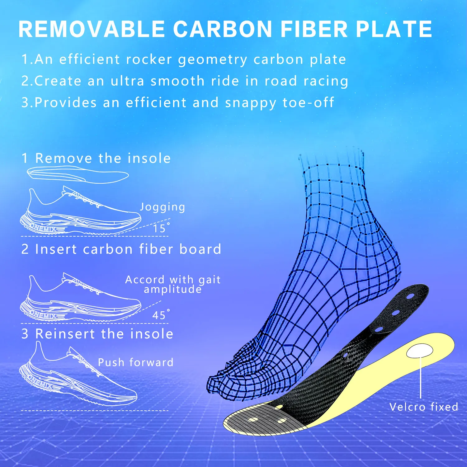 ONEMIX 2023 Men Running Shoes Light Marathon Breathable Sport Women Sneakers Lace Up Mesh Athletic Shoes Soft Carbon Fibre Plate