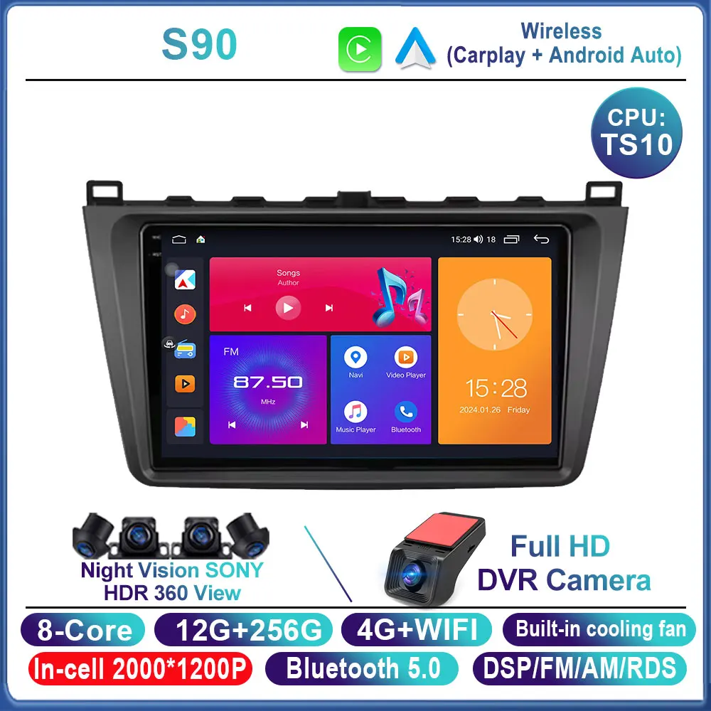 

Для Mazda 6 GH 2008 2009 2010 2011 2012 2012 Carplay Auto Android 14 Авто Радио Мультимедийный Видеоплеер Навигация Без 2Din 2 Din