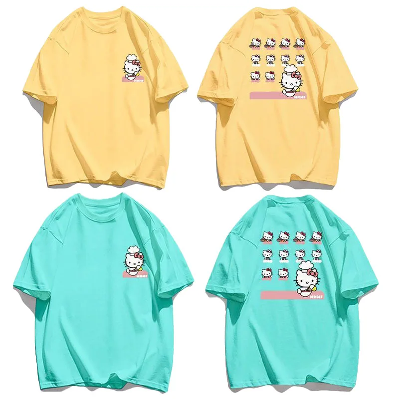 

Kawaii Sanrio Hello Kitty Children Short Sleeved Summer Cartoon Print T Shirt Boys and Girls Casual Versatile Half Sleeved Tops