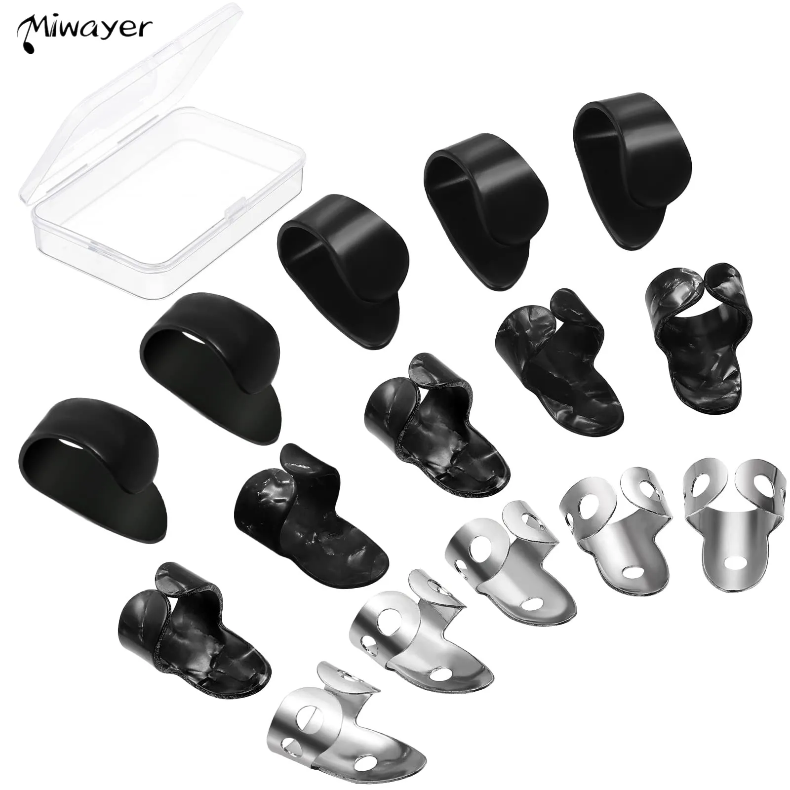 

Miwayer 15 шт. Banjo гитара весла кольцо весло для большого пальца, с открытым дизайном, нержавеющая сталь, регулируемое весло