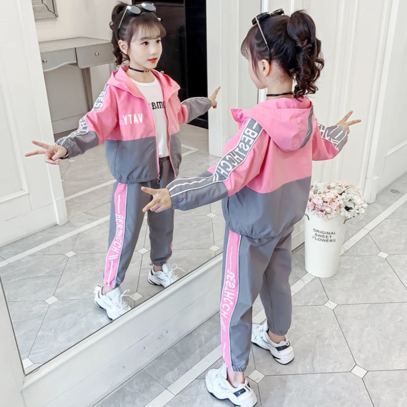 2 шт./комплект детский хлопковый комплект из куртки на молнии и брюк |