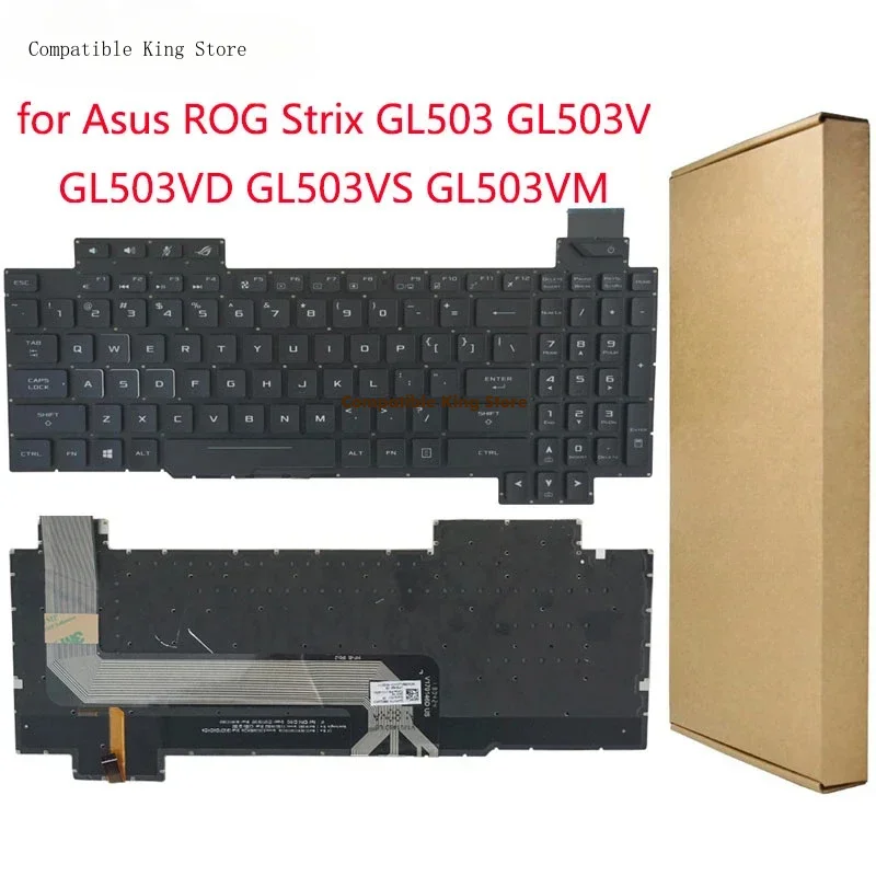 Новая клавиатура L+New для замены оригинальной для Asus ROG Strix GL503 GL503V GL503VD GL503VS GL503VM GL503GE Series с подсветкой, черная, US-раскладка (art.: 3920dc80adfcb) - 3920dc80adfcb