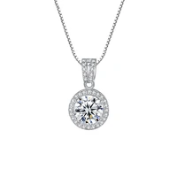 shiny s925 silver necklace 1 0ct round cut d color moissanite women elegant engagement jewelry pendant gift