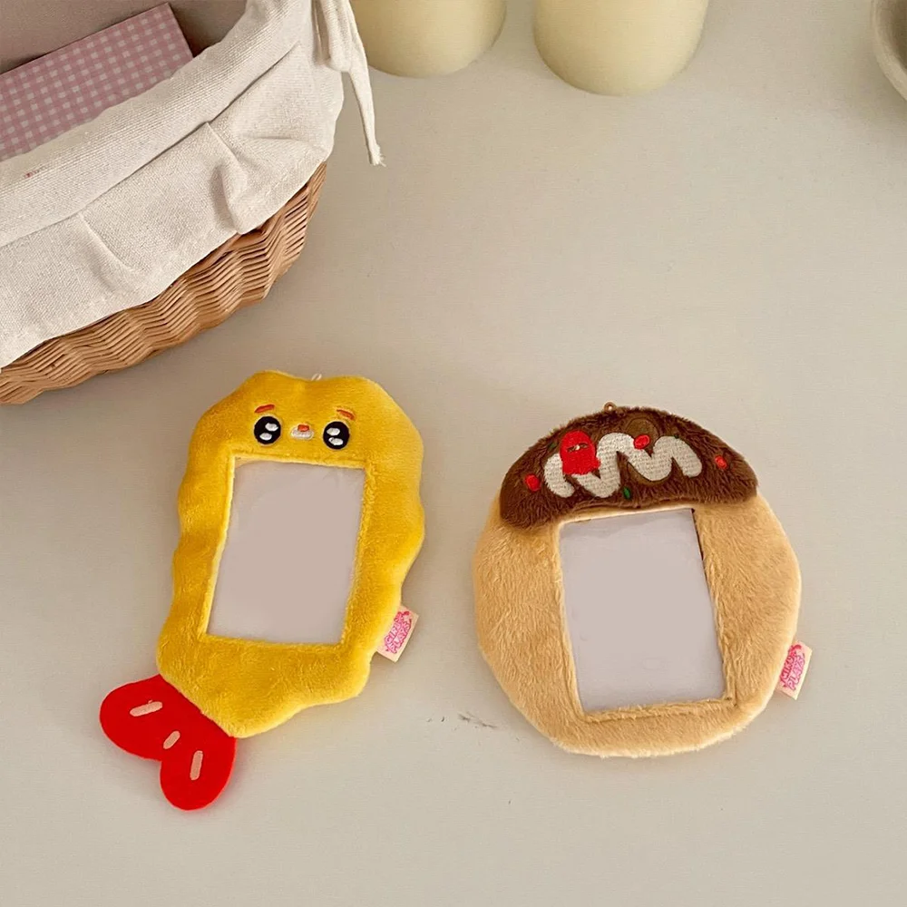

Cute Photocard Holder Plush Food Series Fluffy 3 Inch Kpop Photocard Holder Photo Card Holder Bag Pendant School Stationery