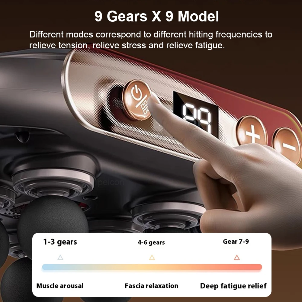 Электрический Массажер Для Фасции Пистолет 6-головочный Инструмент Релаксации