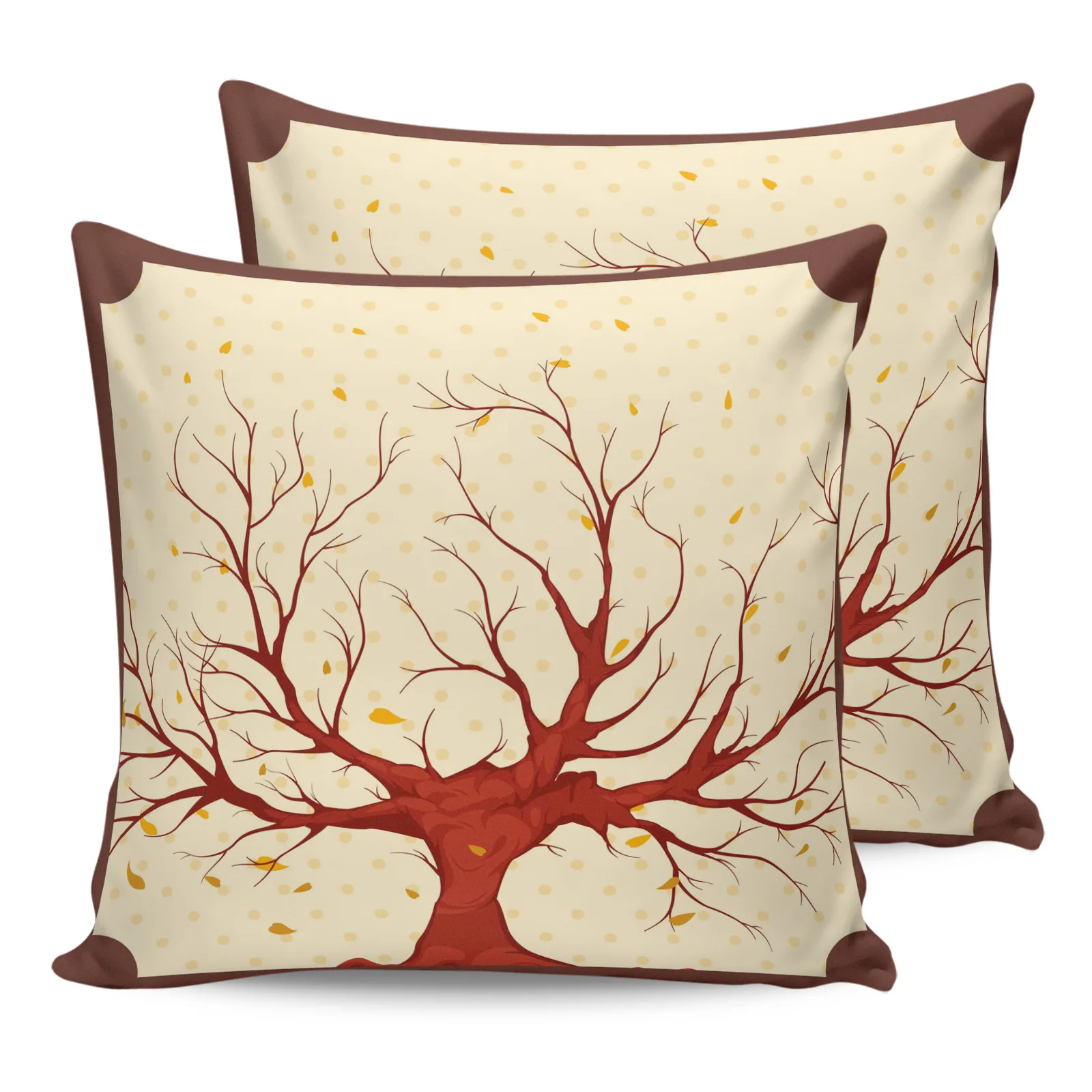 

Tree Fallen Leaves Wave Point Pillow Case Home Sofa Decor Cushion Cover for Living Room Two Piece Set Decorative Pillowcases