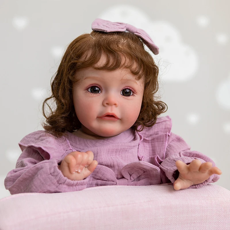 

60cm Already Painted Finished Doll Reborn Sue-sue In Girl 3D Skin Visible Veins Hand Rooted Hair Cuddly Soft Body Doll Gift