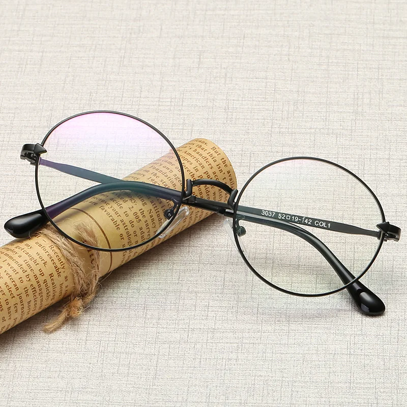 

New Fashion Round Glasses for Women Men Vintage Classic Metal Flat Mirror Optical Spectacles Frame Unisex Eyeglasses