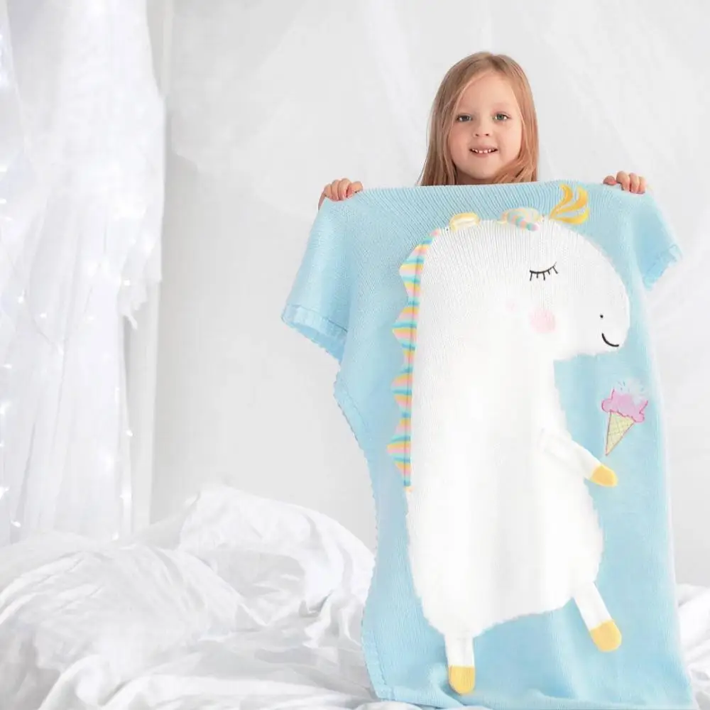 

New Unicorn Blanket Three-Dimensional Ear Blanket Suitable for Children's Knitted Blanket Beach Mat Baby Baby Blanket