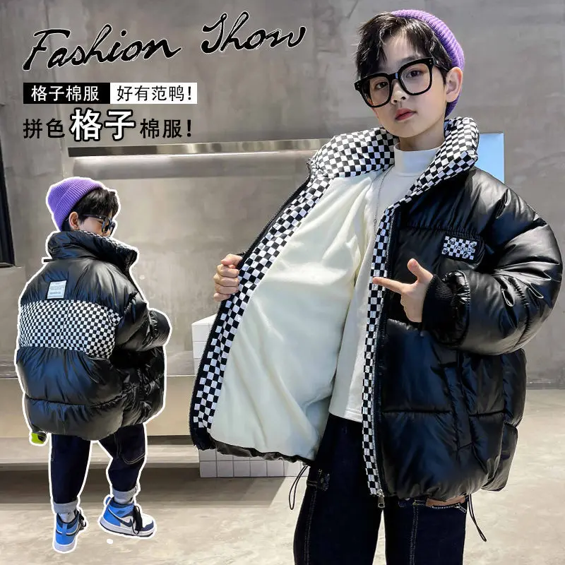 

Boys' cotton padded clothes winter trendy children middle and old children's wash free down cotton padded jacket
