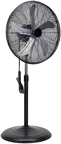 

24 Inch High Velocity Oscillating Metal Pedestal Fan Commercial, Industrial Use 3 Speed 7600 CFM 1/4 HP 6.6 FT Cord UL Safety Li