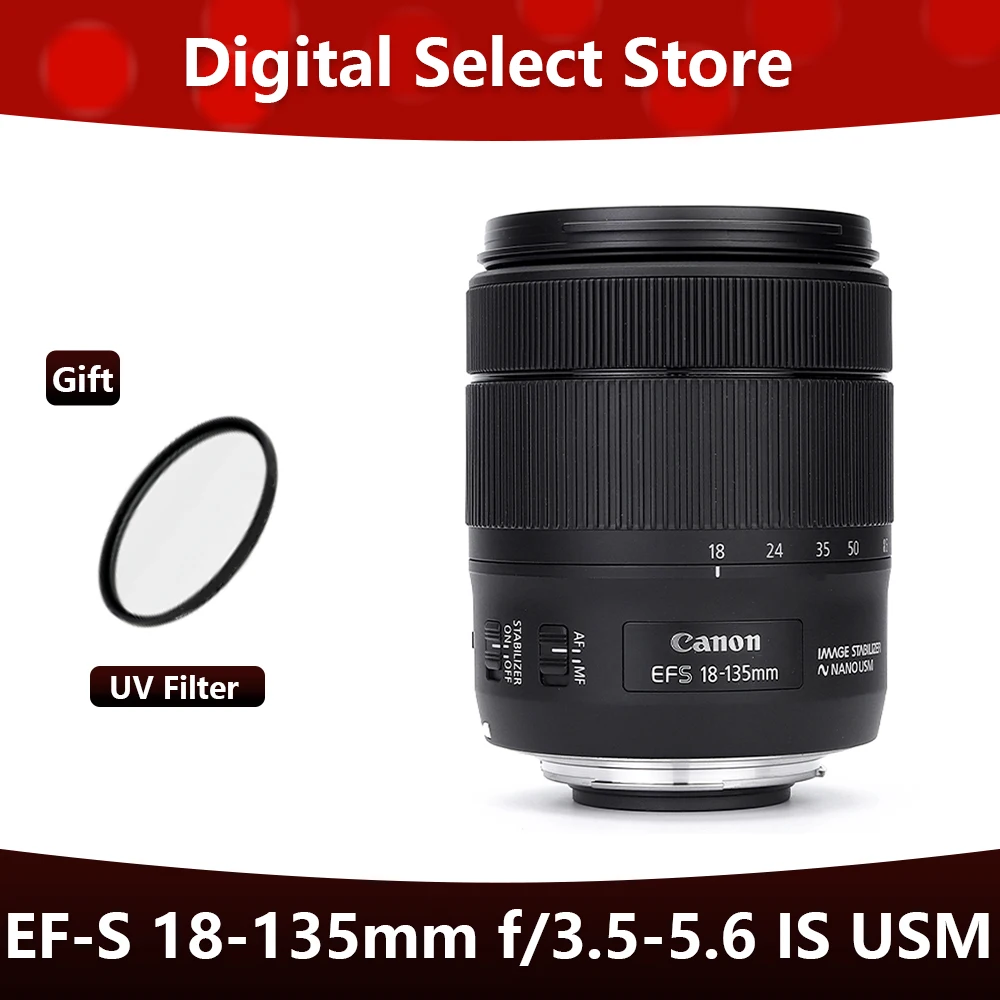 

Canon EF-S 18-135mm f/3.5-5.6 IS USM SLR Lens For EOS 80D 70D 77d 800D 750d 760d 2000D Zoom lens