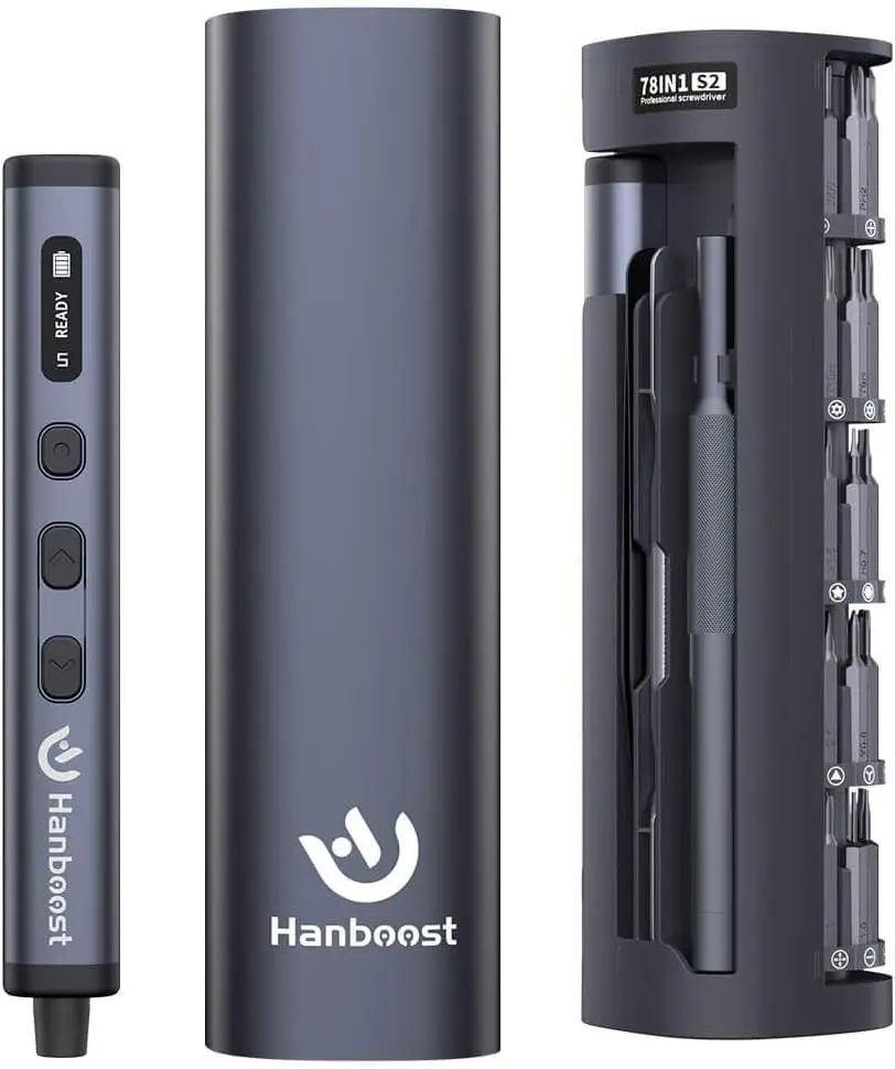 Фото Набор прецизионных электрических отверток Hanboost 78-в-1, 5 уровней крутящего момента и 200 об/мин, мини-отвертка с зарядкой Type-C №1