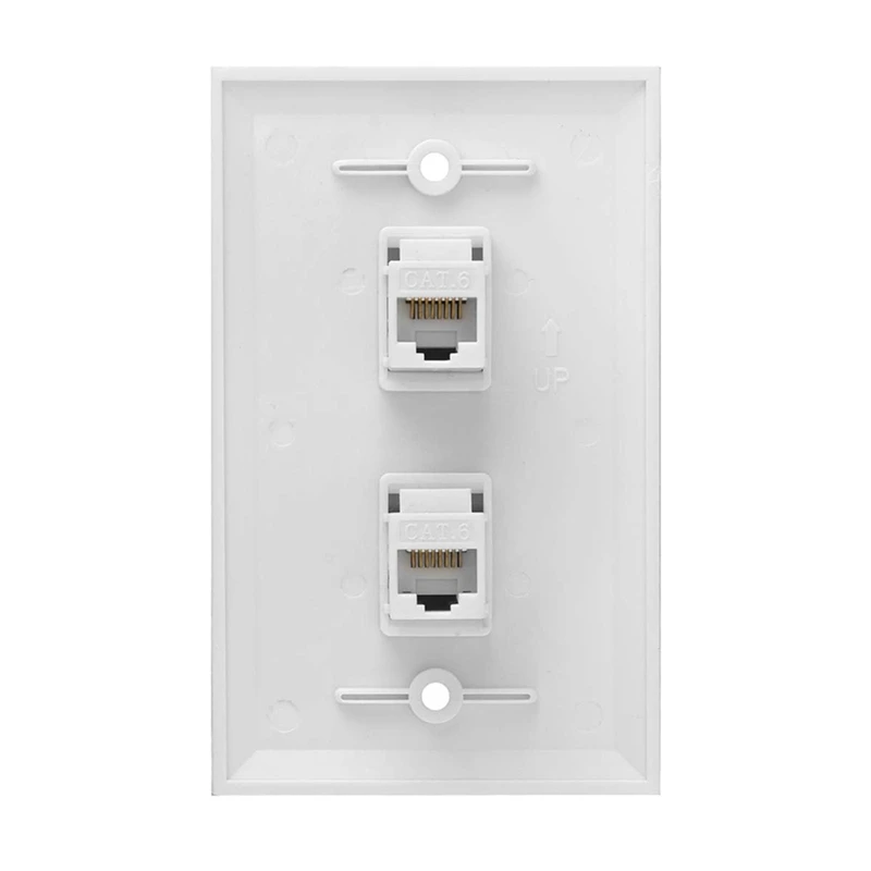

HOT-10 Pack 2 Port Ethernet Wall Plate, Cat6 Female To Female Wall Jack RJ45 Keystone Inline Coupler Wall Outlet, White