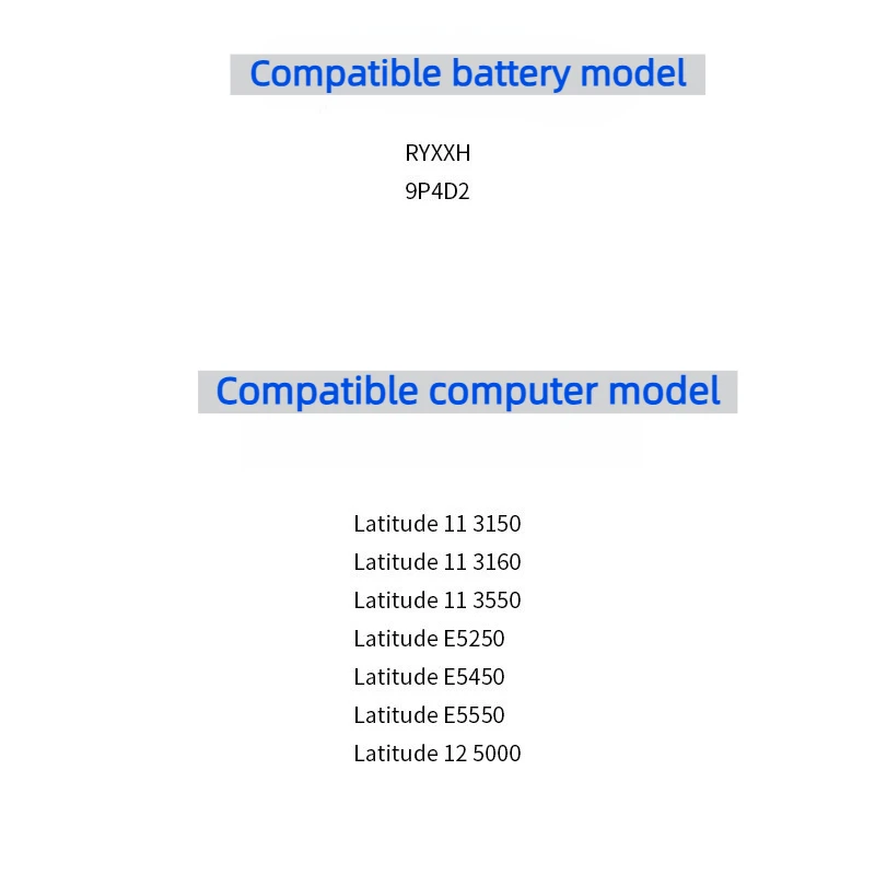 Сменная батарея RYXXH для ноутбуков Dell Latitude 12 5000 11-3150 11-3160 11-3550 E5250 E5450 E5470 E5550 E5270 P25S 79VRK WYJC2 (art.: 3920dbe959797) - 3920dbe959797