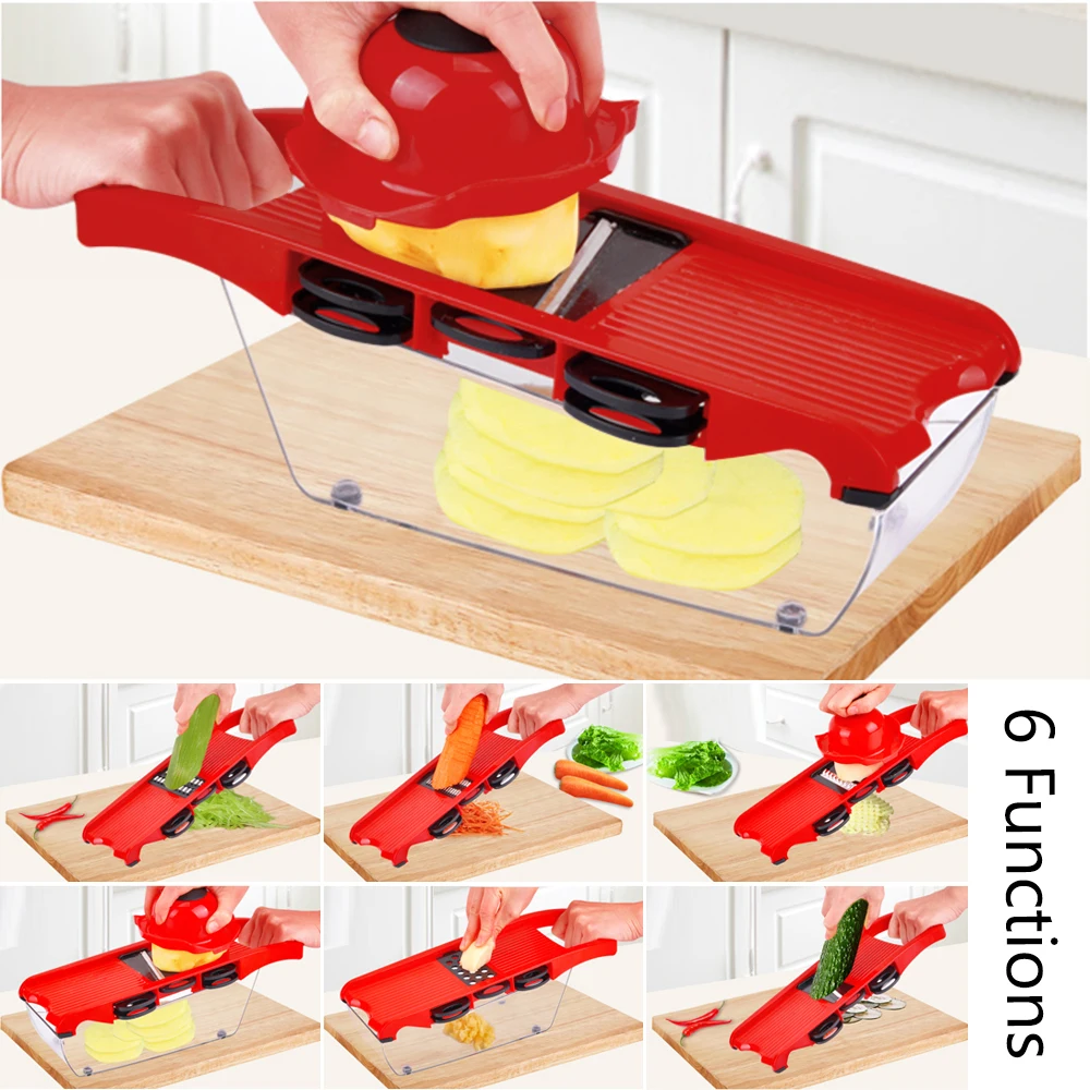 

Kitchen Gadget 6 Blades Slicer Vegetable Mandoline Slicer Grater Kitchen Tools Cooking Tool Sets Fruit Cutter