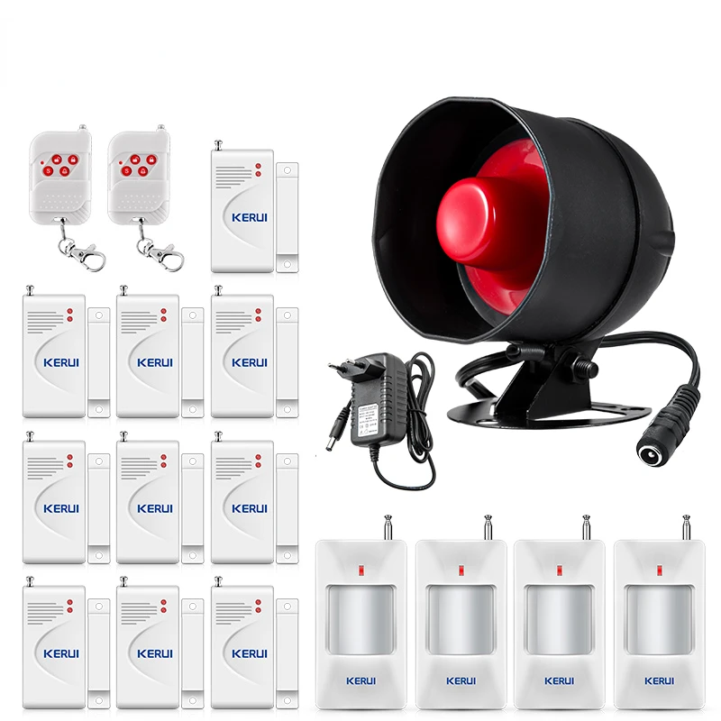 Standalone Security Alarm System Wireless Siren Motion Sensor Local Alarm Siren Horn With up to 100db Alarm Kit