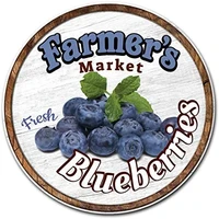 farmers market blueberries vintage round tin sign metal circle plate plaque poster shop bar wall shop yard decor 12 diameter