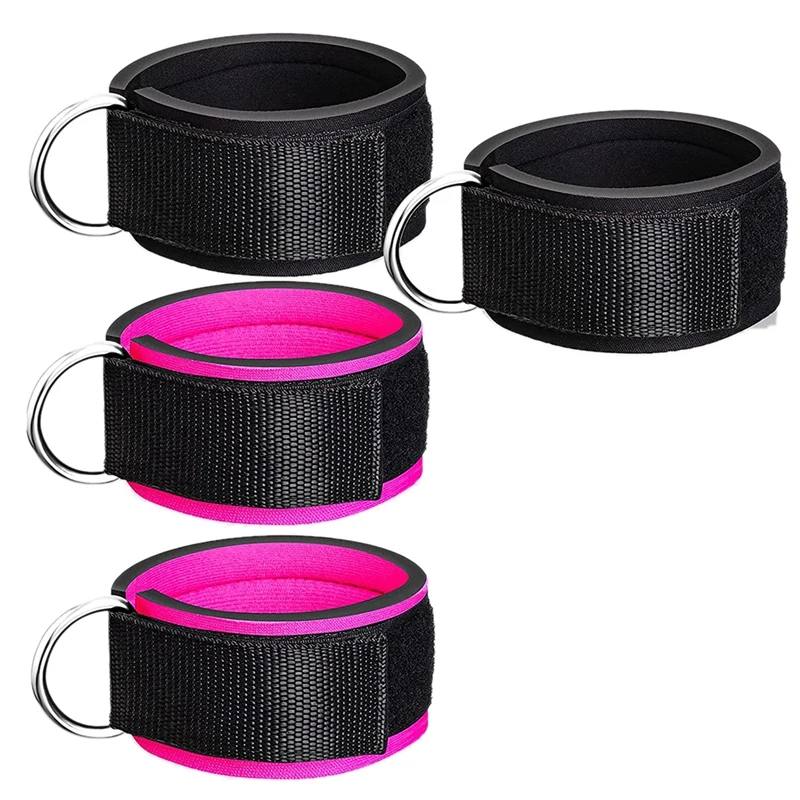 

4 Pieces Ankle Wrist Straps Adjustable Padded Ankle Cuffs Ankle Cable Attachments Bands For Gym Arms Legs Exercise