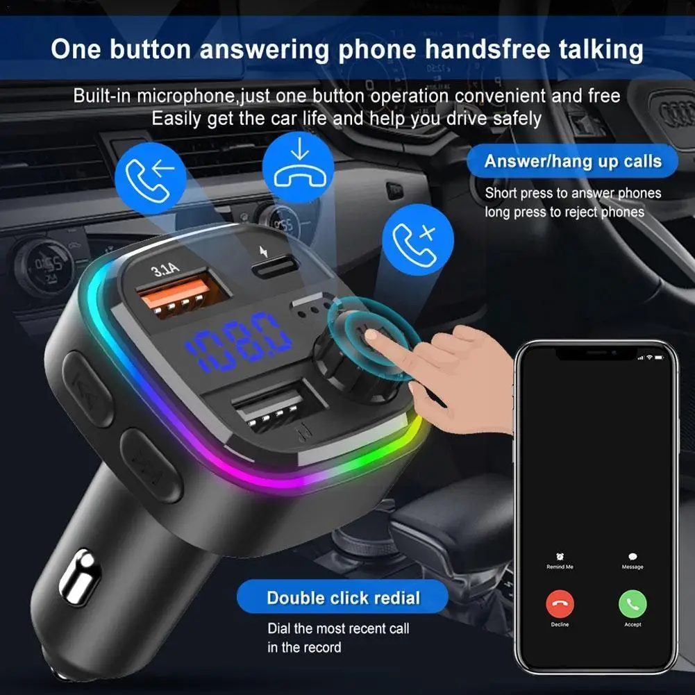 

Автомобильный FM-трансмиттер с Bluetooth 5,0 и mp3-плеером, 3,1 А