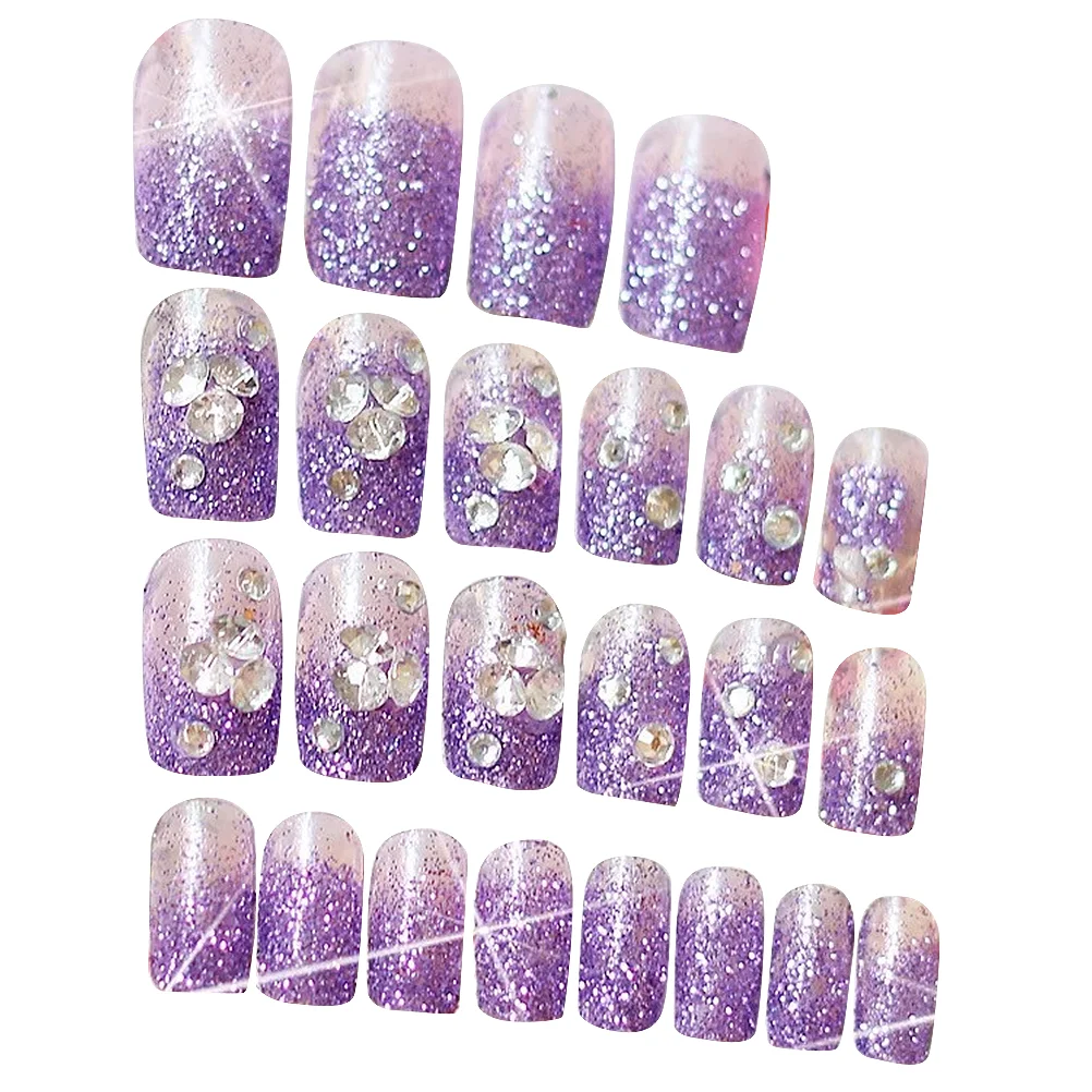 

Nails Nail Fake Tip Coffin Tips Full Cover Press Fingernails Artificial Manicure Salon Stiletto False Shaped Glitter Color